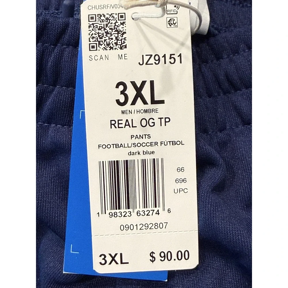 adidas REAL OG TP Pants Men's 3XL Dark Blue Real Madrid Side Stripes JZ9151